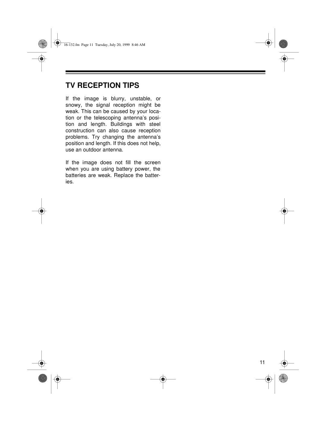 Optimus 16-132 owner manual TV Reception Tips 