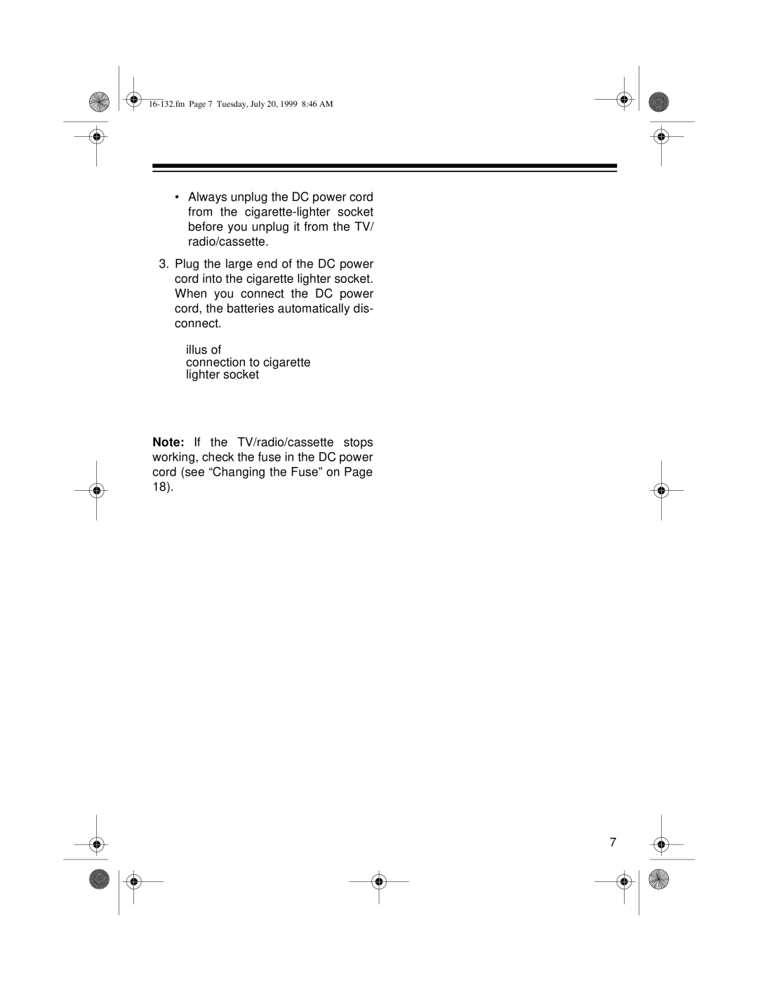 Optimus 16-132 owner manual Fm Page 7 Tuesday, July 20, 1999 846 AM 