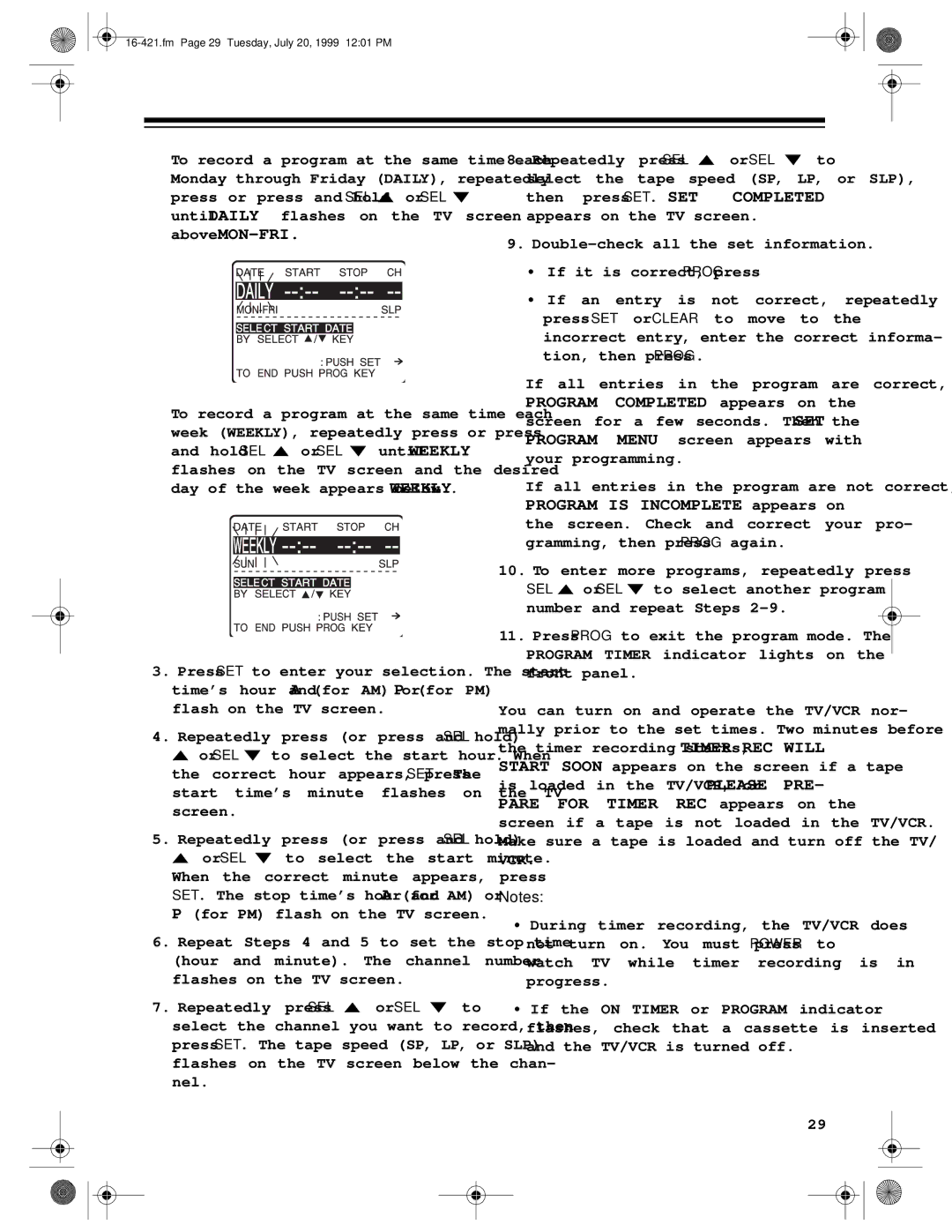 Optimus 16-422, 16-421 owner manual Completed 