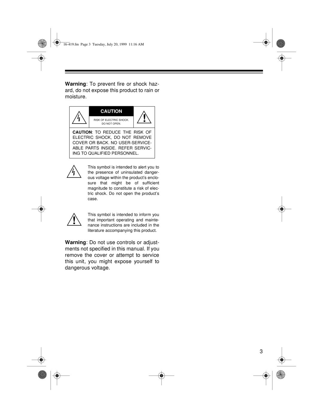 Optimus 27 owner manual Moisture 