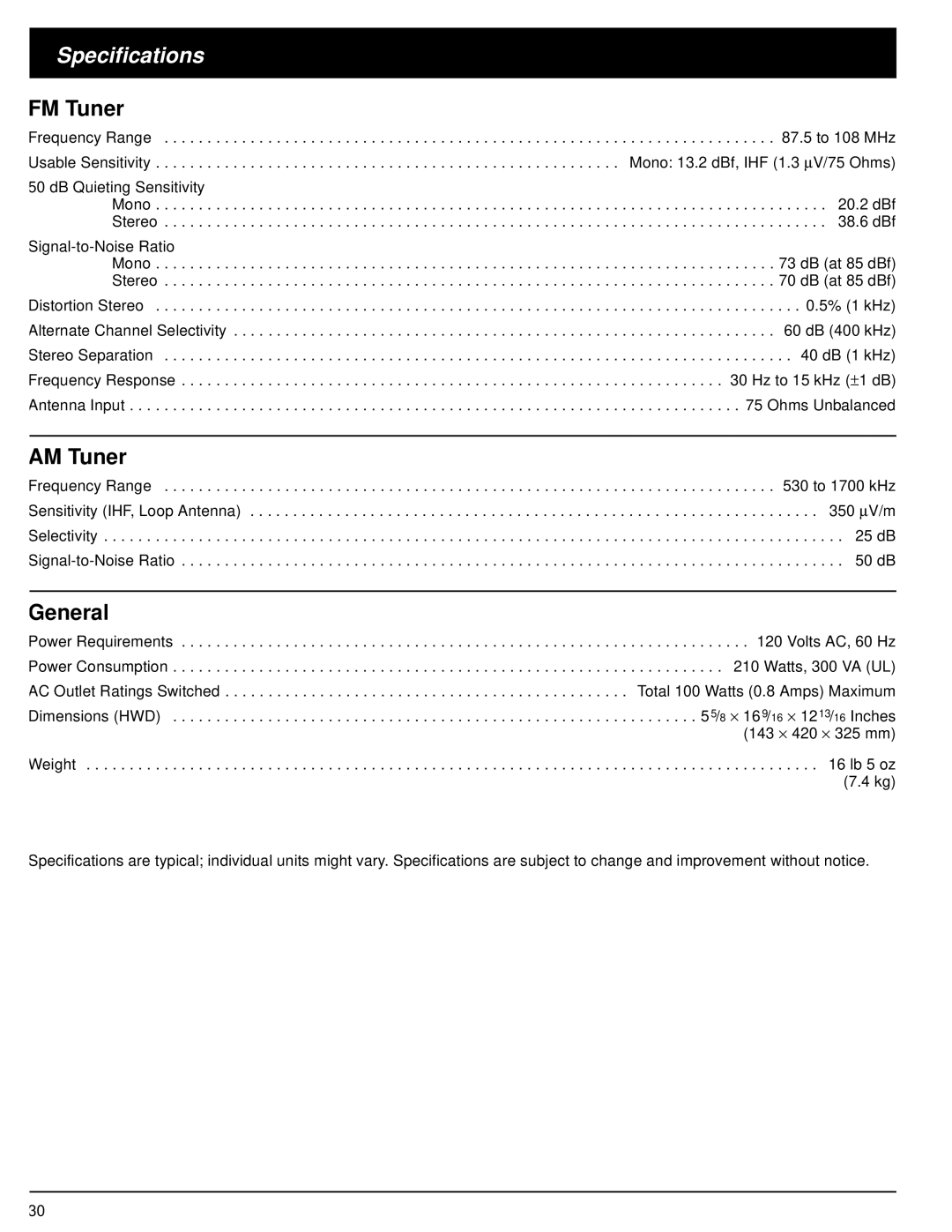 Optimus 31-3042 owner manual FM Tuner, AM Tuner, General 