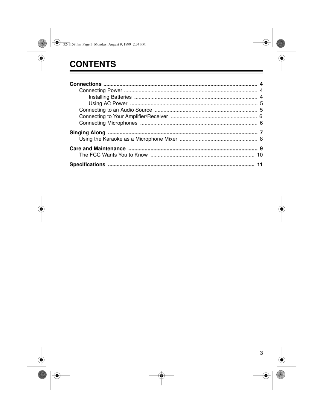 Optimus 32-1158 owner manual Contents 