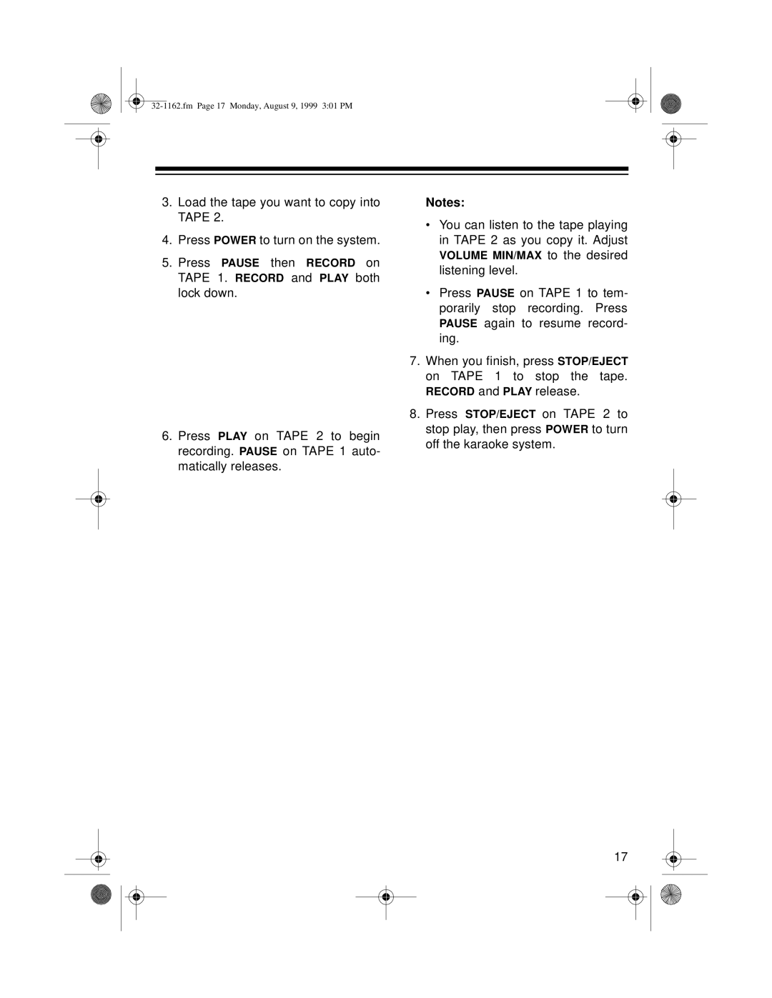 Optimus 32-1162 owner manual Volume MIN/MAX to the desired listening level 