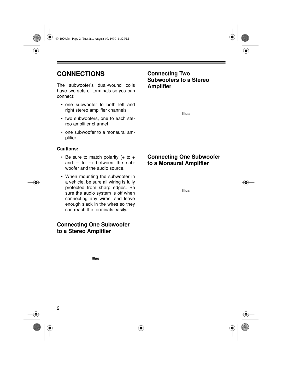 Optimus 40-1029 manual Connections 