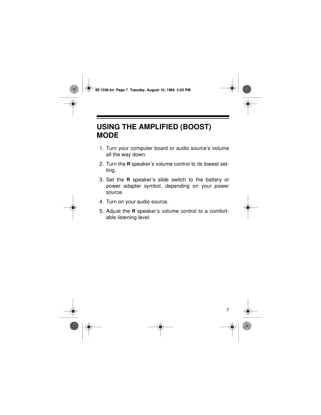 Optimus 40-1359 owner manual Using the Amplified Boost Mode 