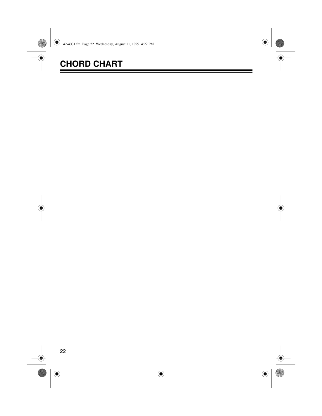 Optimus 410, 42-4031 owner manual Chord Chart 