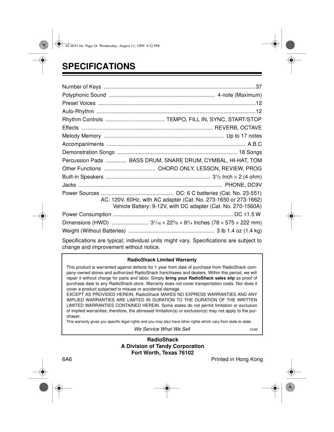 Optimus 410, 42-4031 owner manual Specifications, PHONE, DC9V 