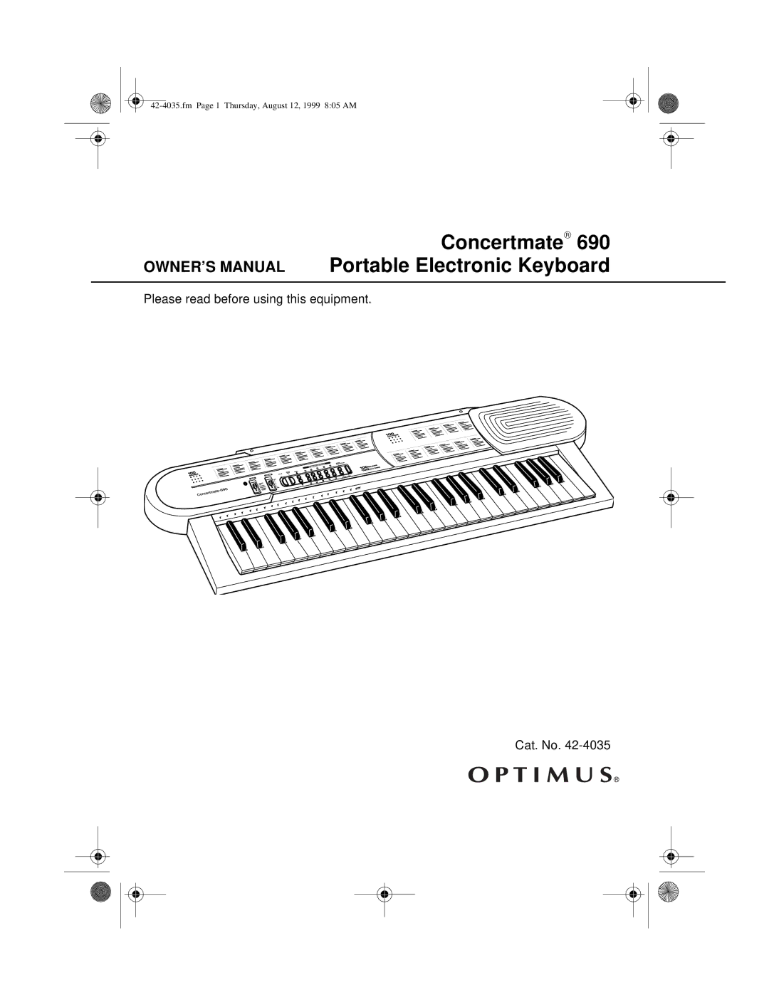 Optimus 42-4035 owner manual Concertmate 