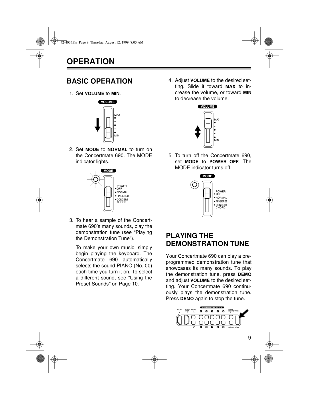 Optimus 42-4035 owner manual Basic Operation 