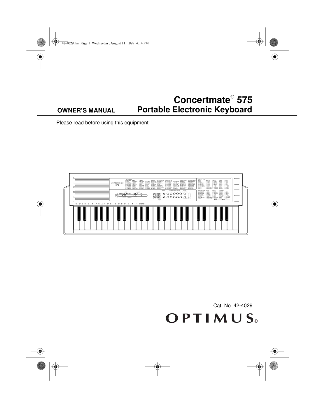 Optimus 575 owner manual Concertmate 