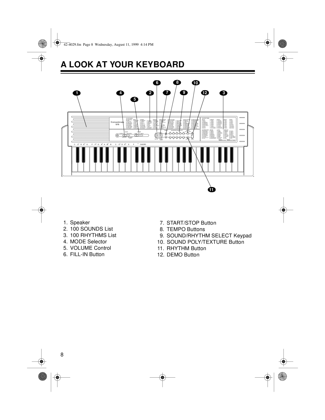 Optimus 575 owner manual Look AT Your Keyboard, Keyboard Wind String Brass 