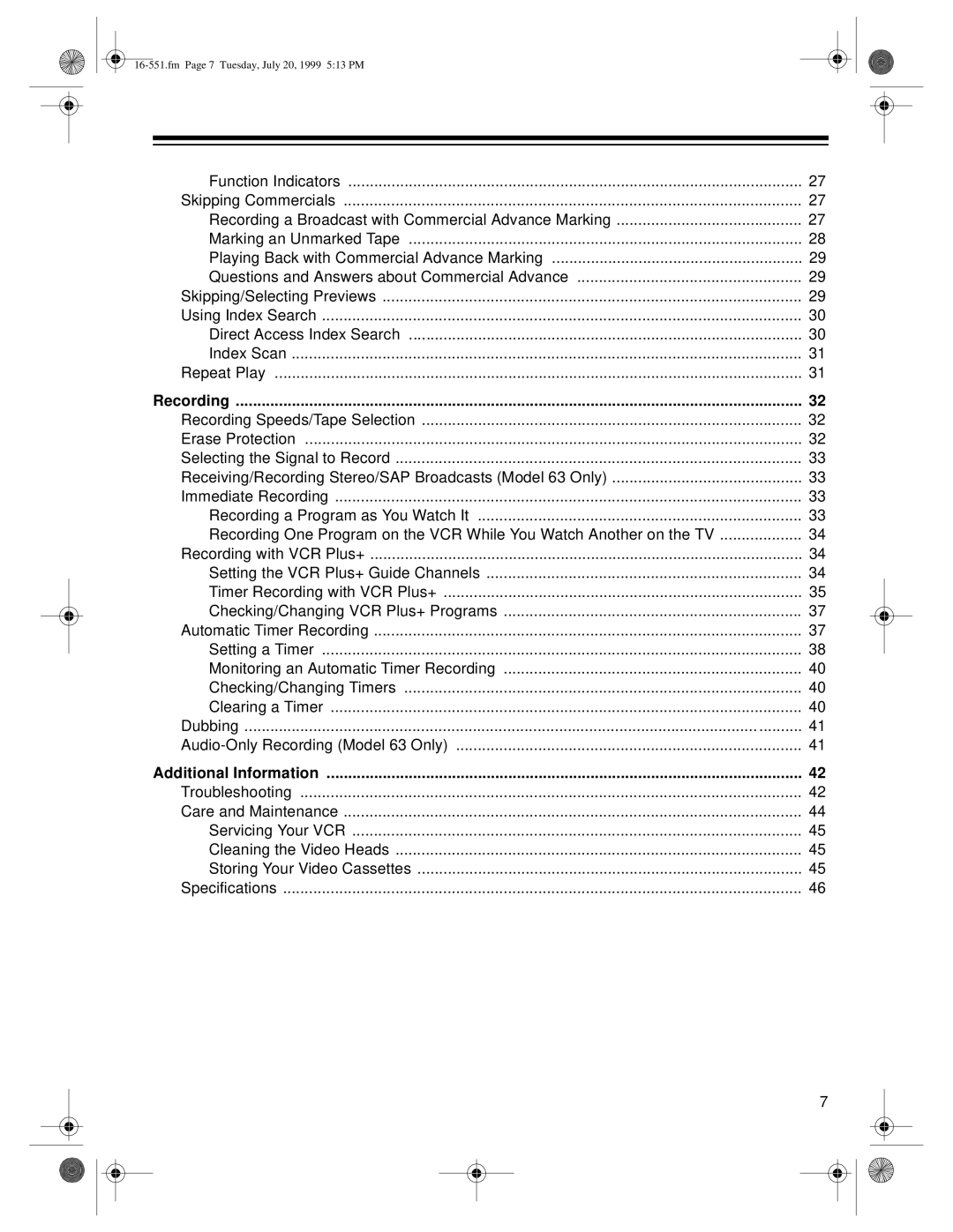 Optimus 114, 63 owner manual Function Indicators 