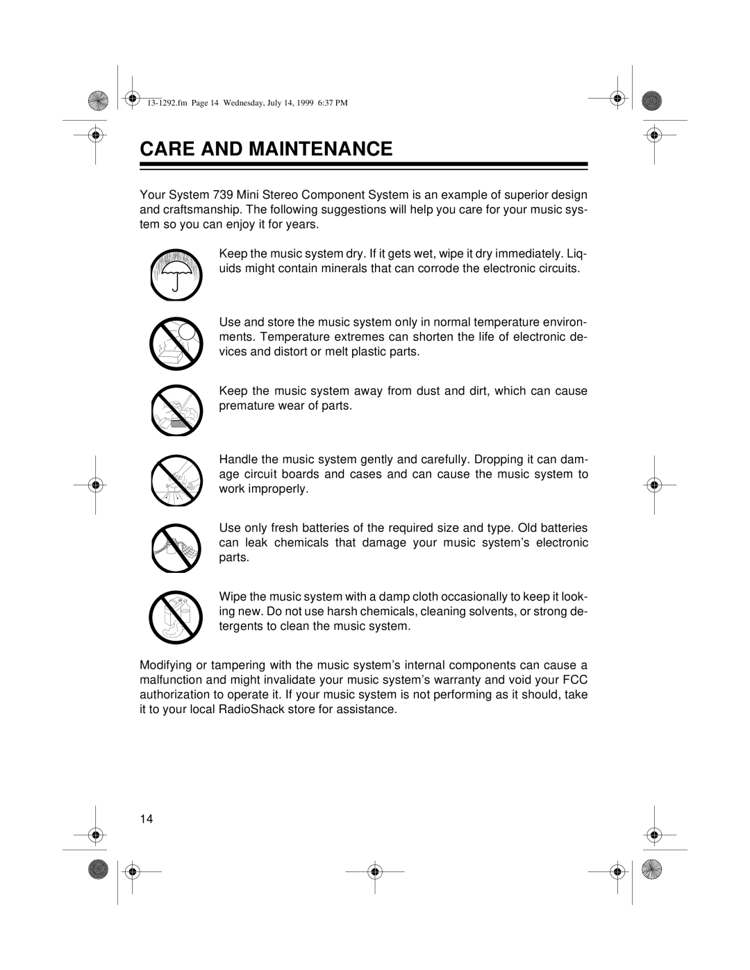 Optimus 739 owner manual Care and Maintenance 