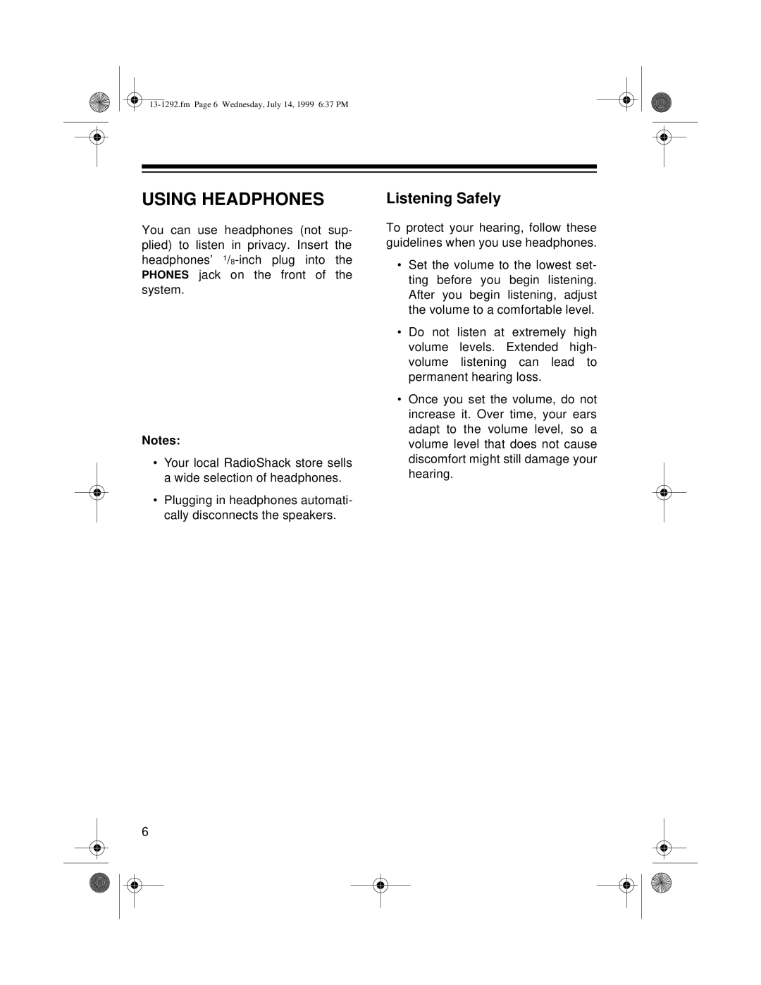 Optimus 739 owner manual Using Headphones, Listening Safely 