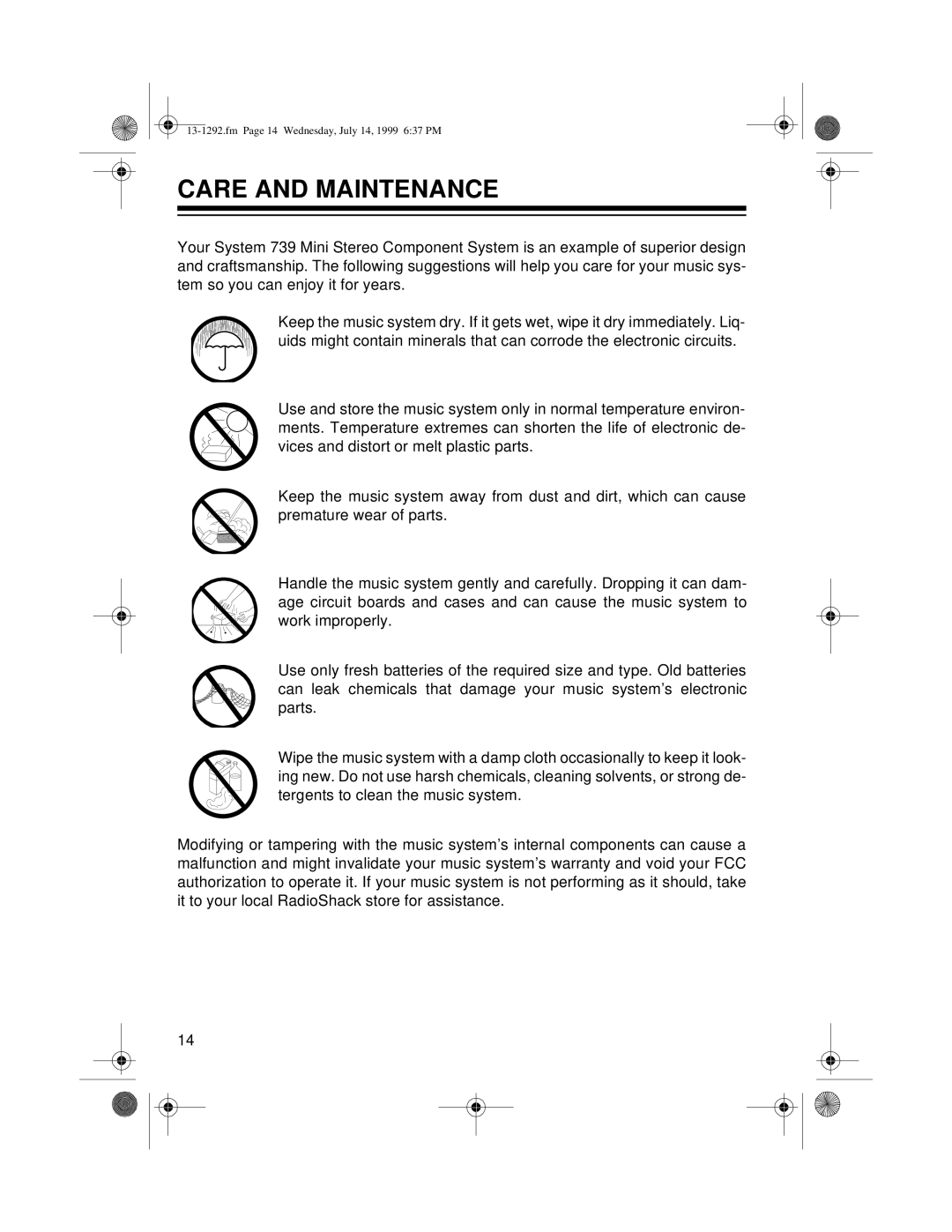 Optimus 739 owner manual Care And Maintenance 