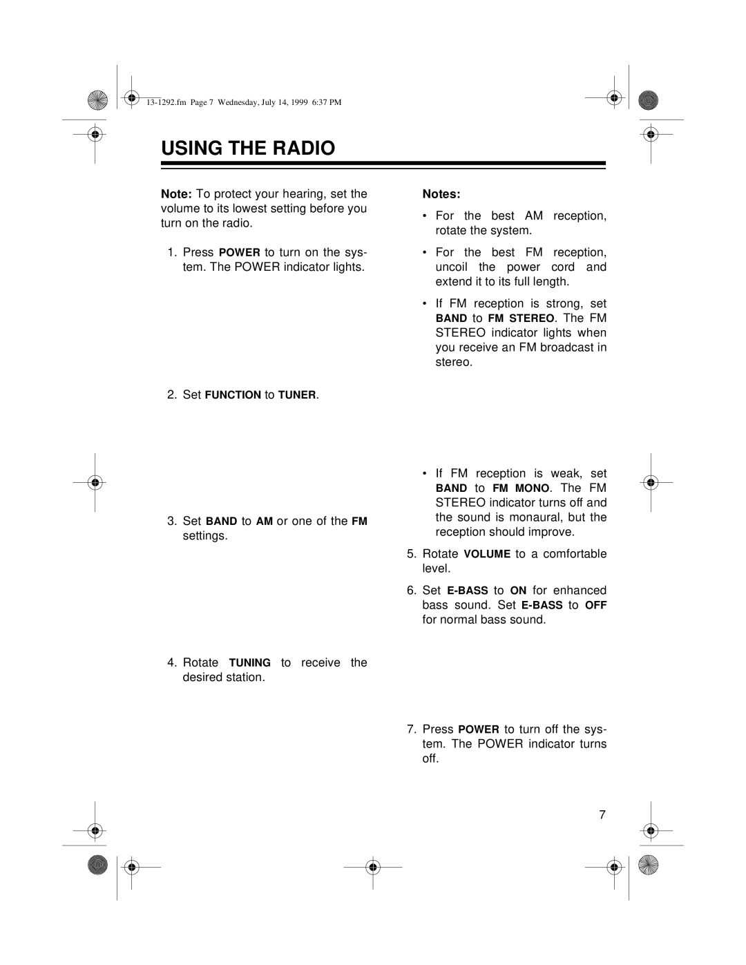 Optimus 739 owner manual Using The Radio 