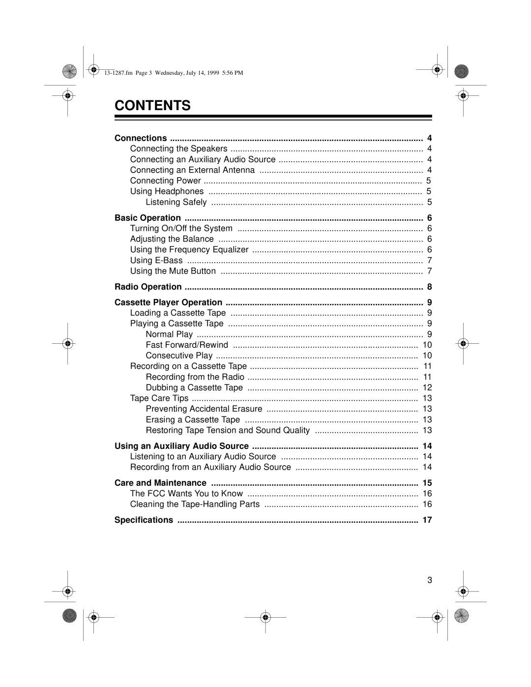 Optimus 740 owner manual Contents 