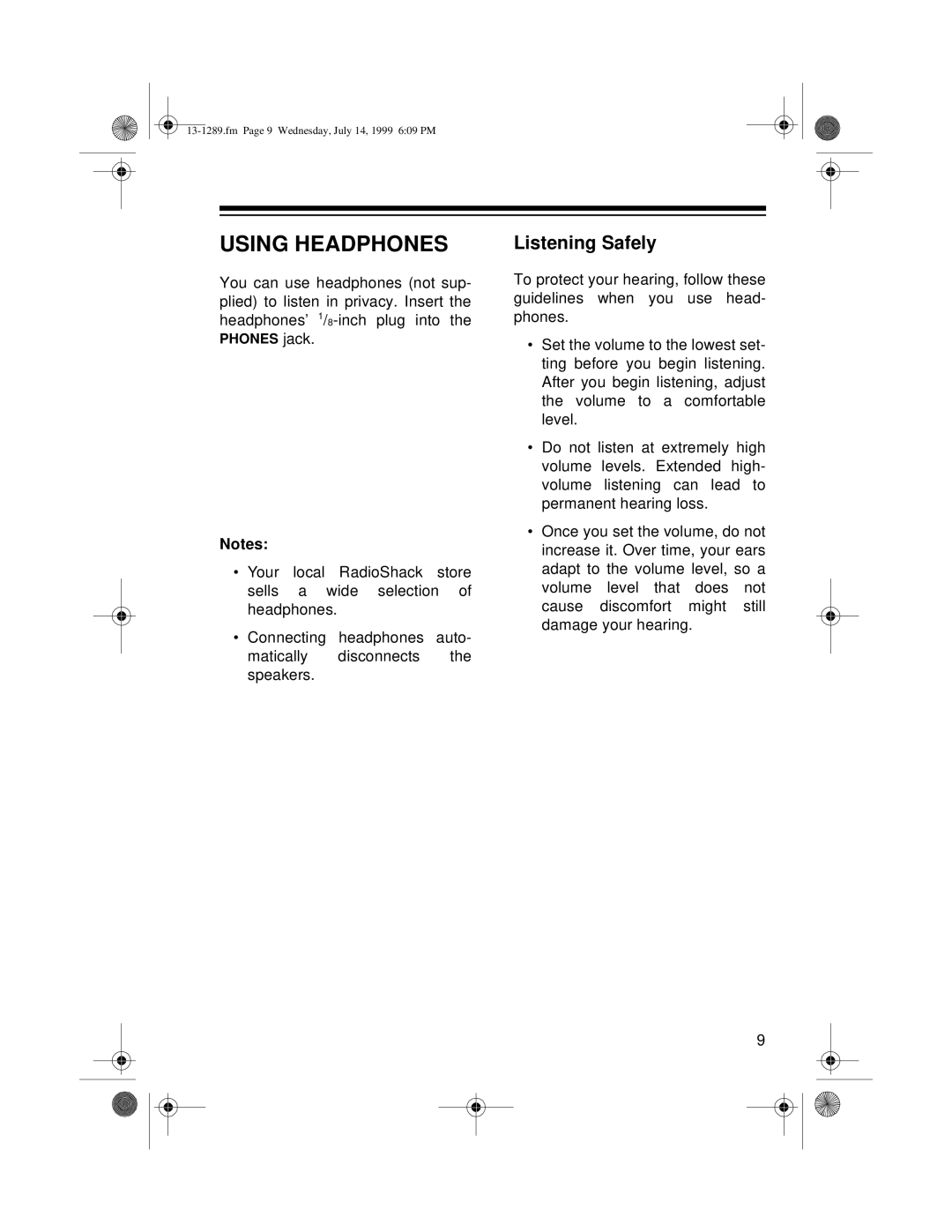 Optimus 742 owner manual Using Headphones, Listening Safely 