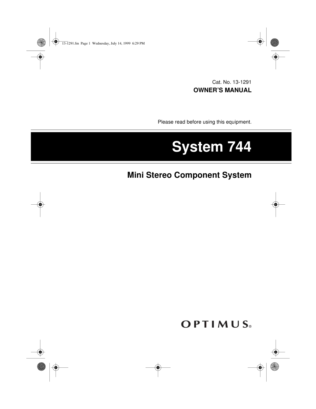 Optimus 744 owner manual System 