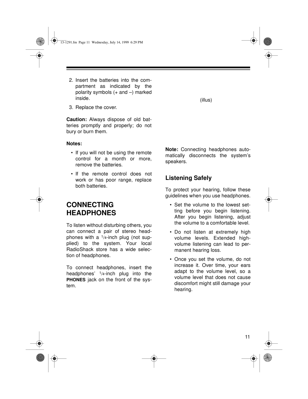 Optimus 744 owner manual Connecting Headphones, Listening Safely 