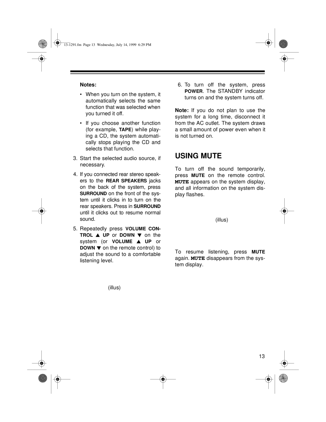 Optimus 744 owner manual Using Mute 