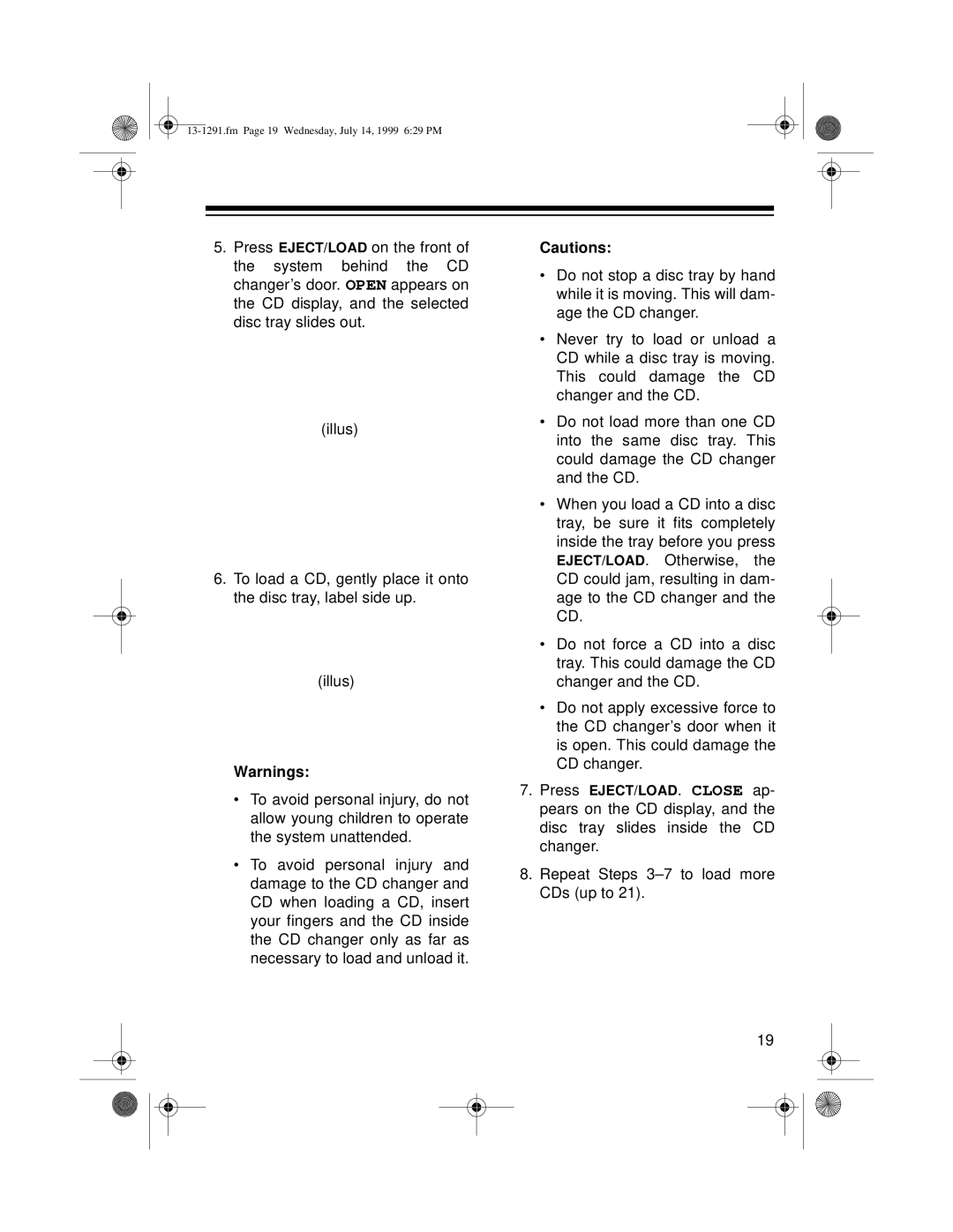 Optimus 744 owner manual Fm Page 19 Wednesday, July 14, 1999 629 PM 