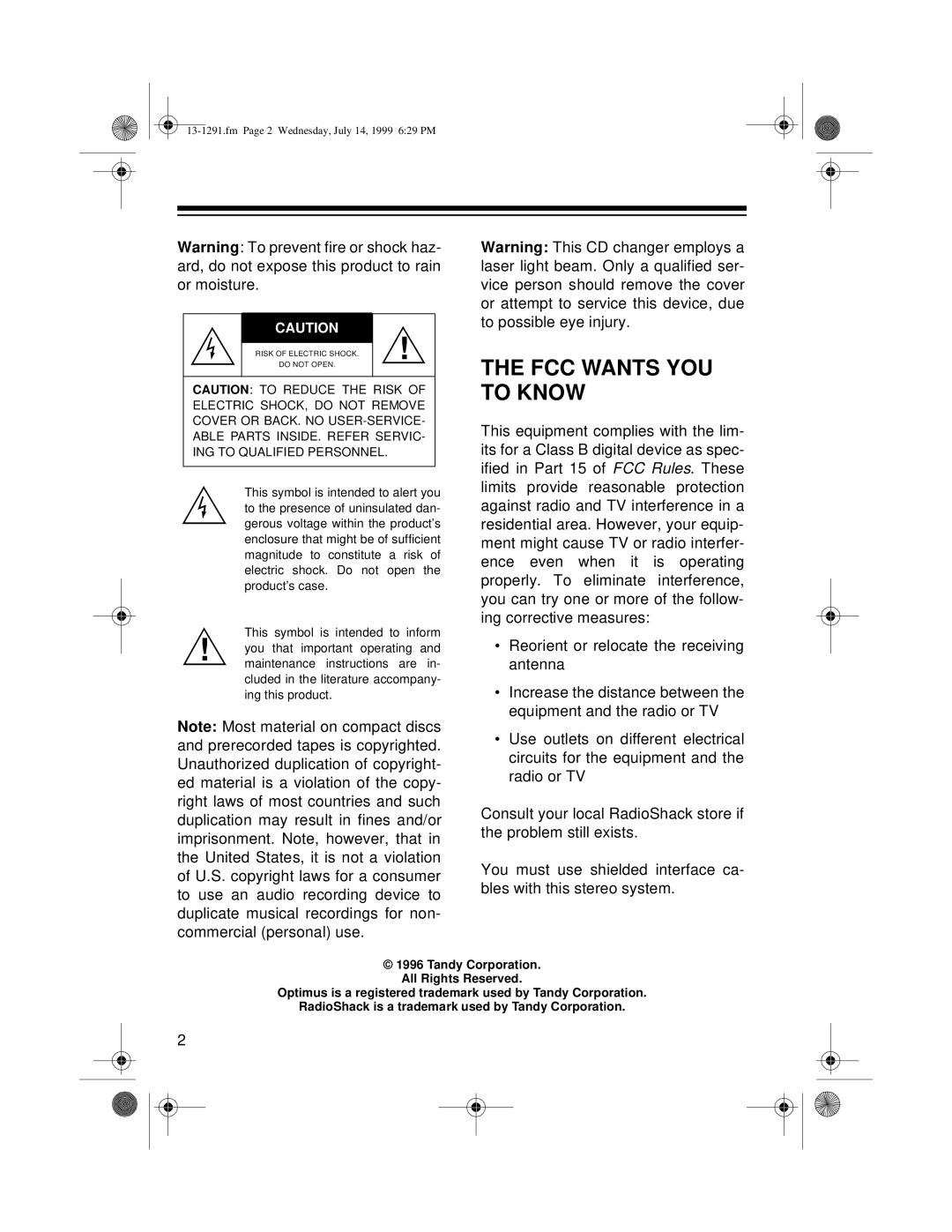 Optimus 744 owner manual FCC Wants YOU to Know 