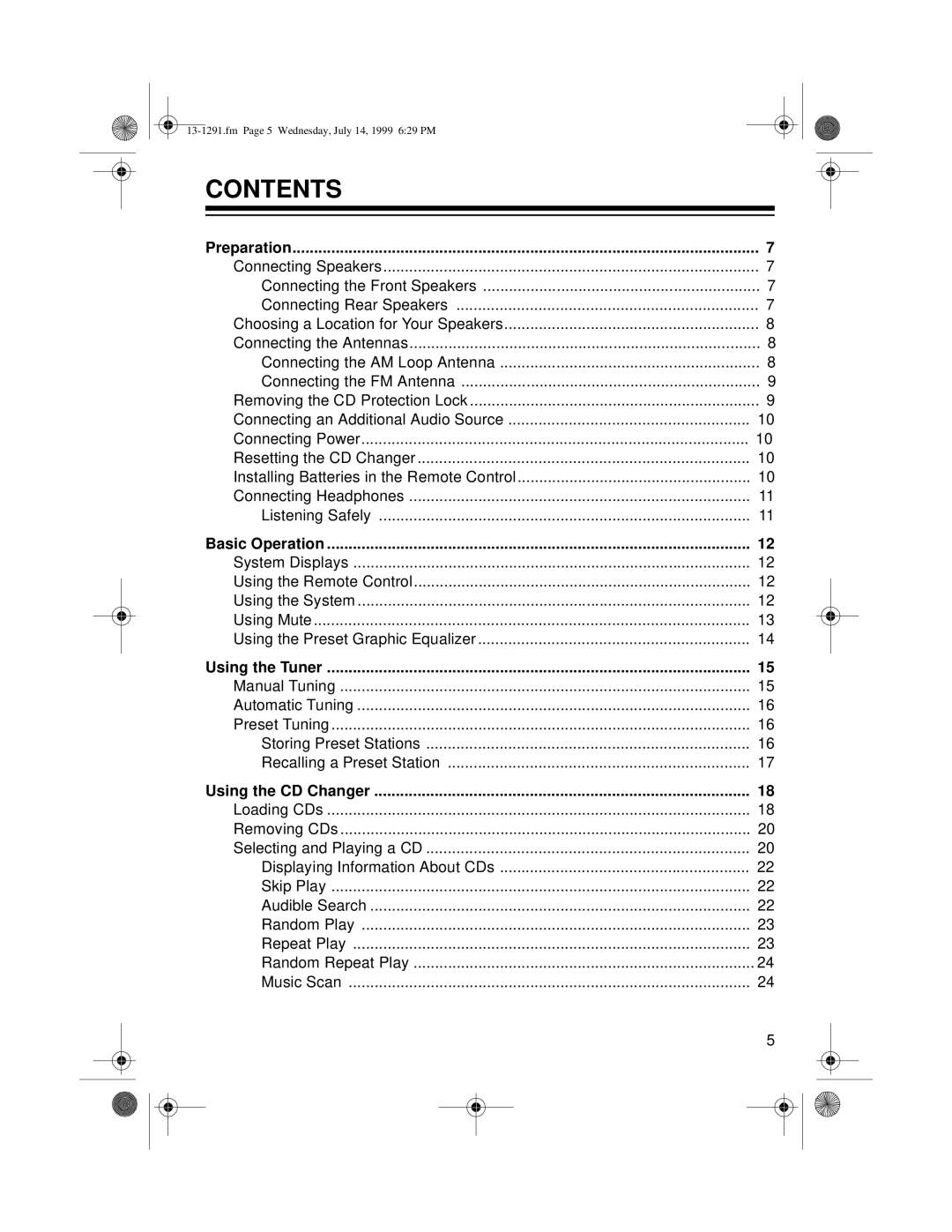 Optimus 744 owner manual Contents 