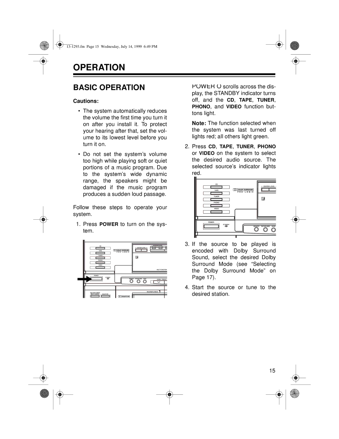 Optimus 745 owner manual Basic Operation 