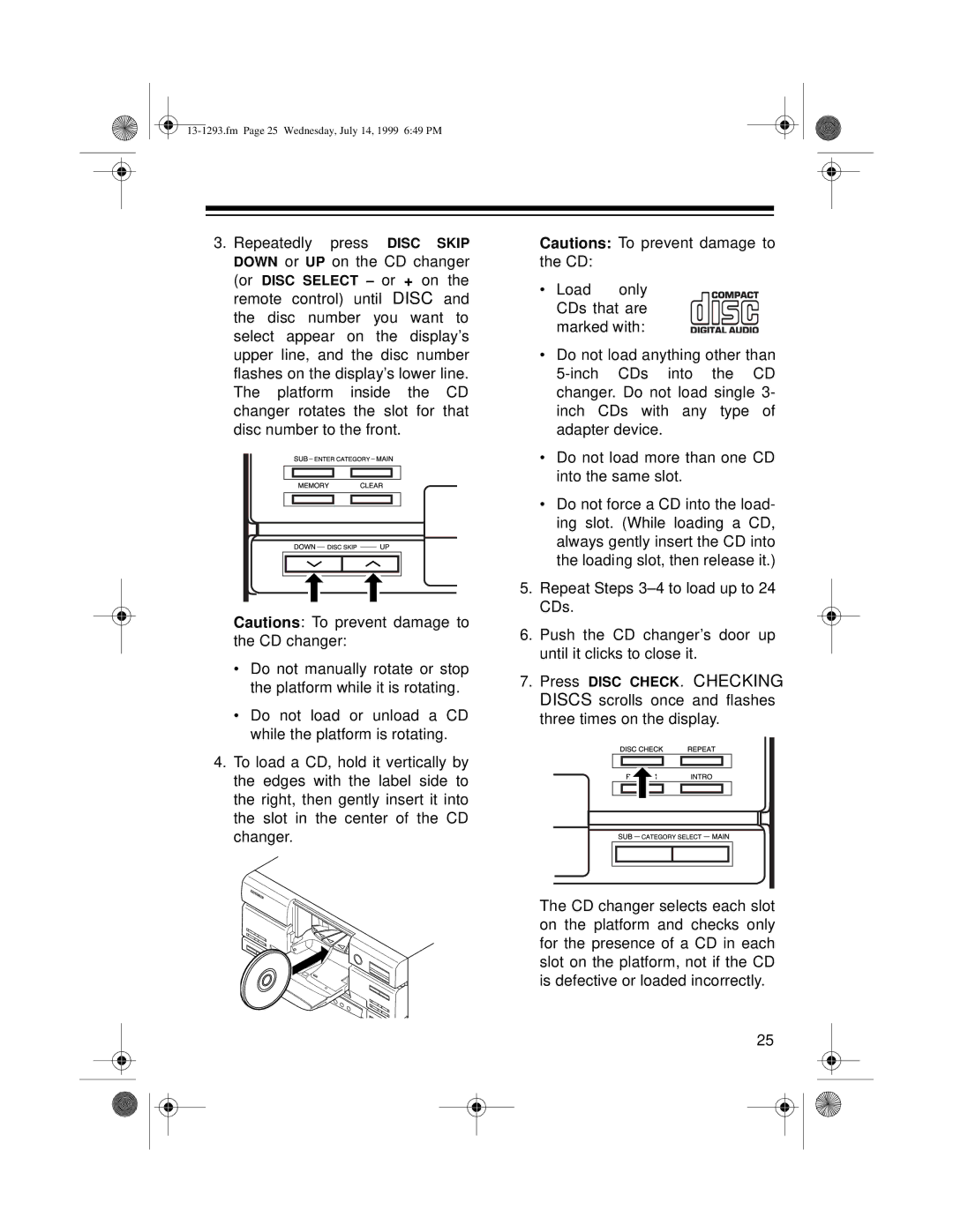 Optimus 745 owner manual Fm Page 25 Wednesday, July 14, 1999 649 PM 