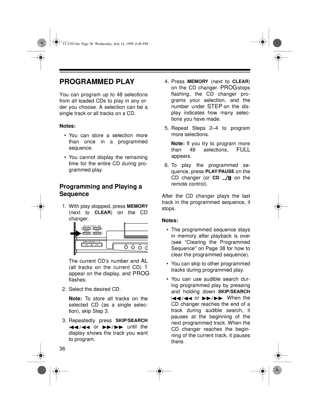 Optimus 745 owner manual Programmed Play, Programming and Playing a, Sequence 