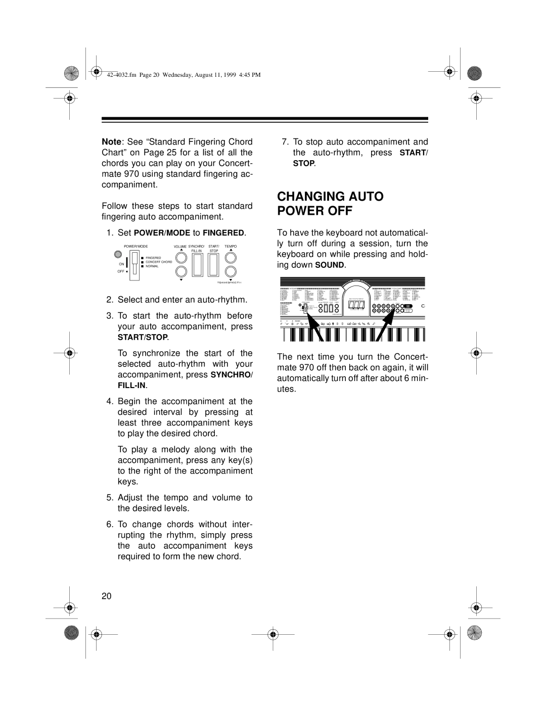 Optimus 970 owner manual Changing Auto Power OFF, Sounds Rhythms 