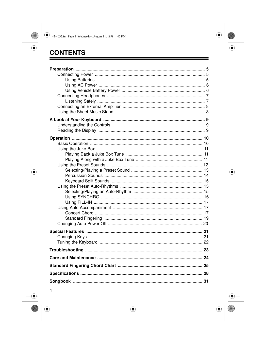 Optimus 970 owner manual Contents 