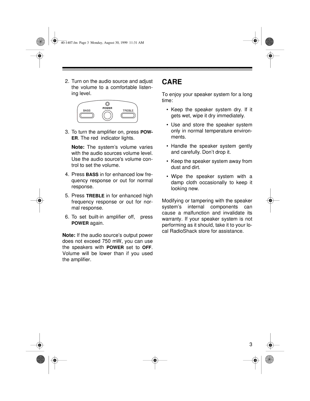 Optimus AMX-4 specifications Care 