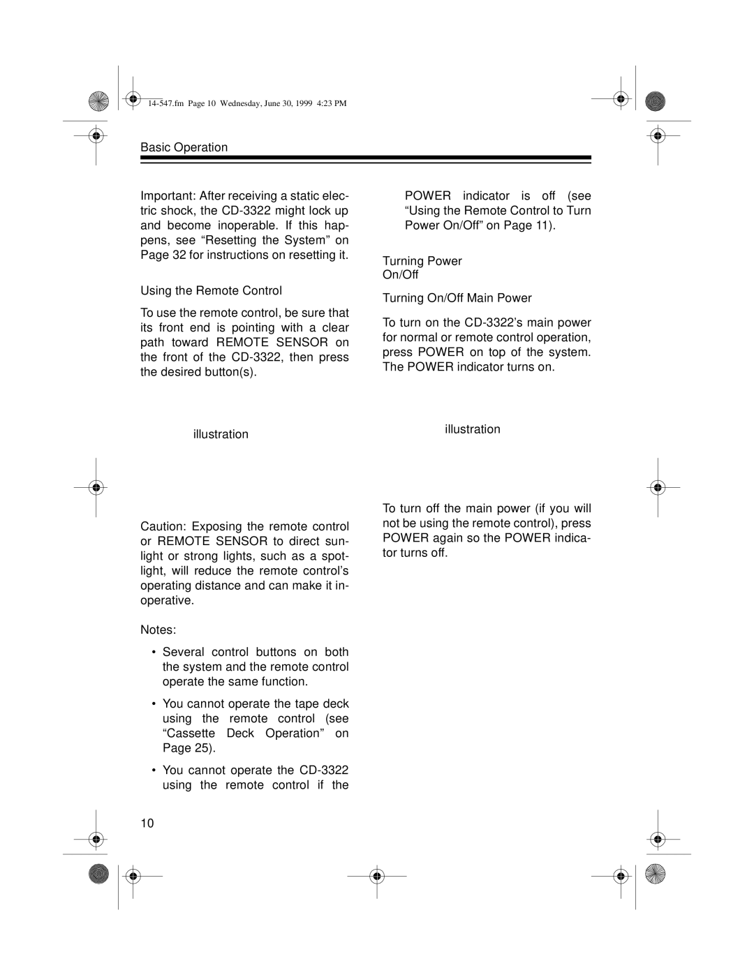 Optimus CD-3322 owner manual Fm Page 10 Wednesday, June 30, 1999 423 PM 