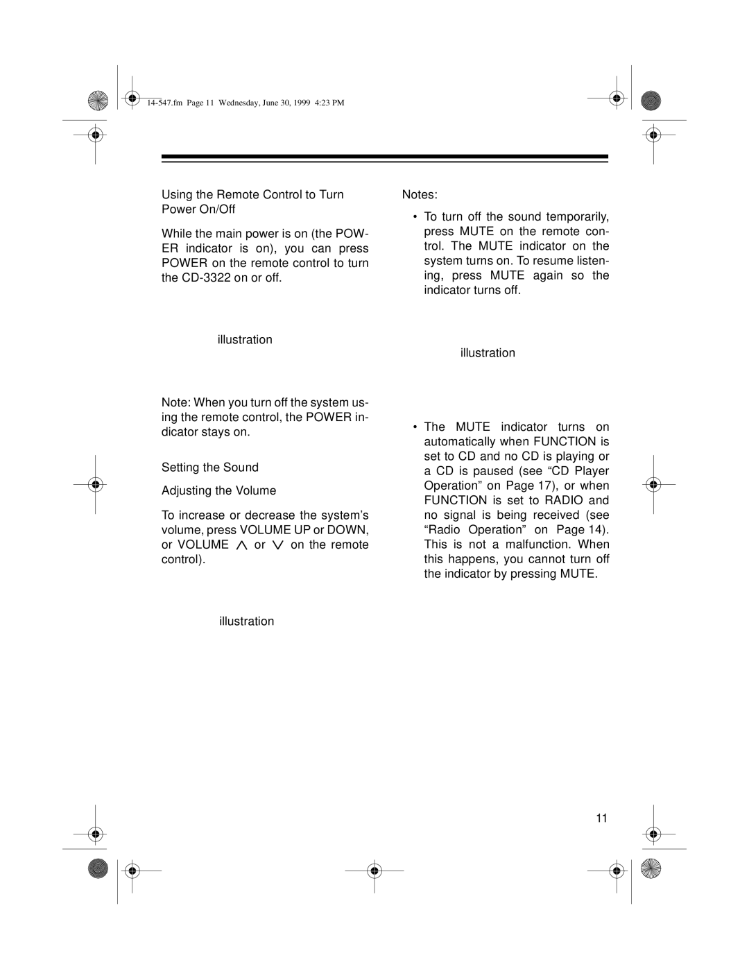 Optimus CD-3322 owner manual Fm Page 11 Wednesday, June 30, 1999 423 PM 