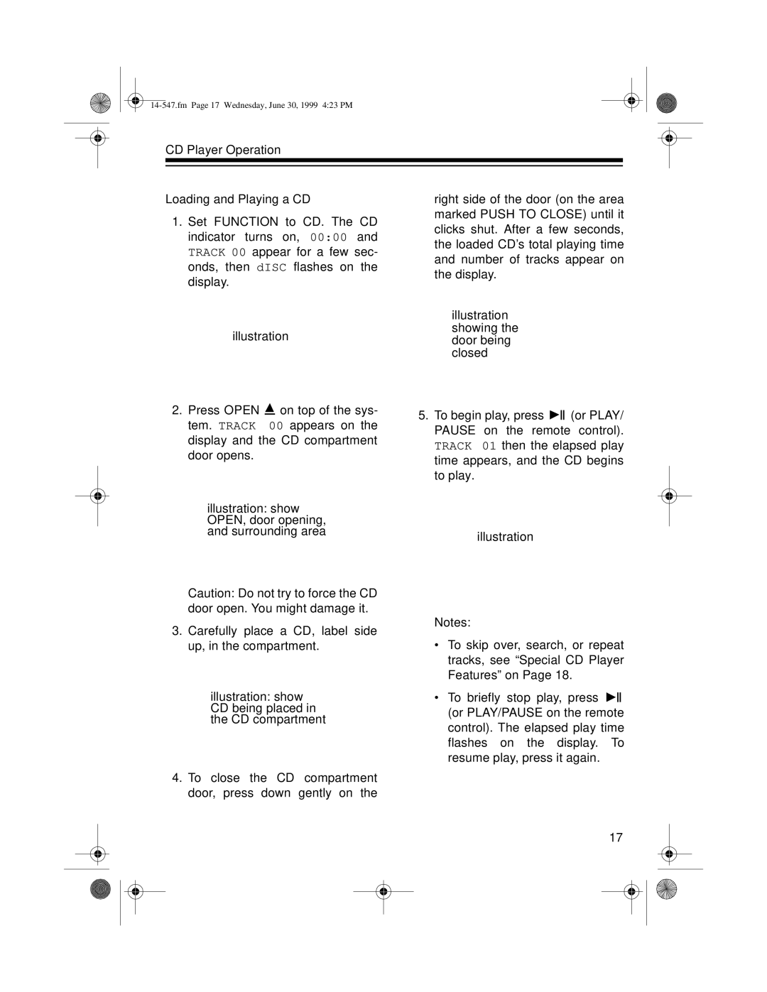 Optimus CD-3322 owner manual Fm Page 17 Wednesday, June 30, 1999 423 PM 