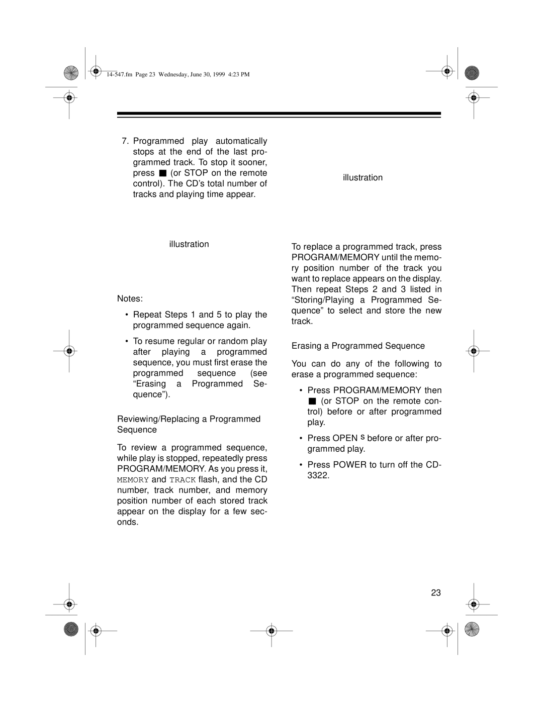 Optimus CD-3322 owner manual Fm Page 23 Wednesday, June 30, 1999 423 PM 