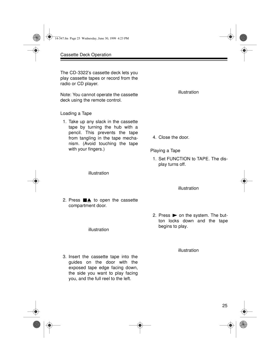 Optimus CD-3322 owner manual Fm Page 25 Wednesday, June 30, 1999 423 PM 