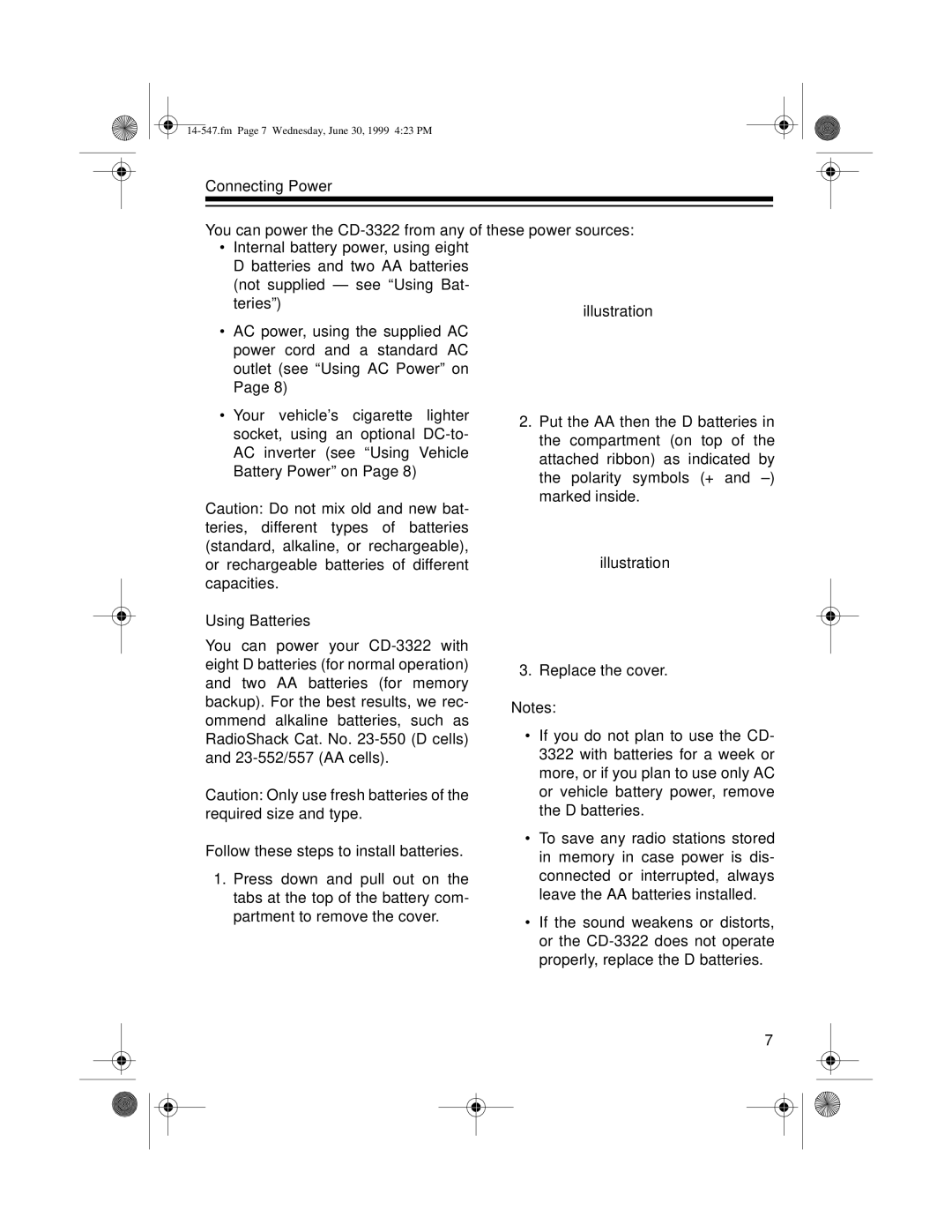 Optimus CD-3322 owner manual Fm Page 7 Wednesday, June 30, 1999 423 PM 