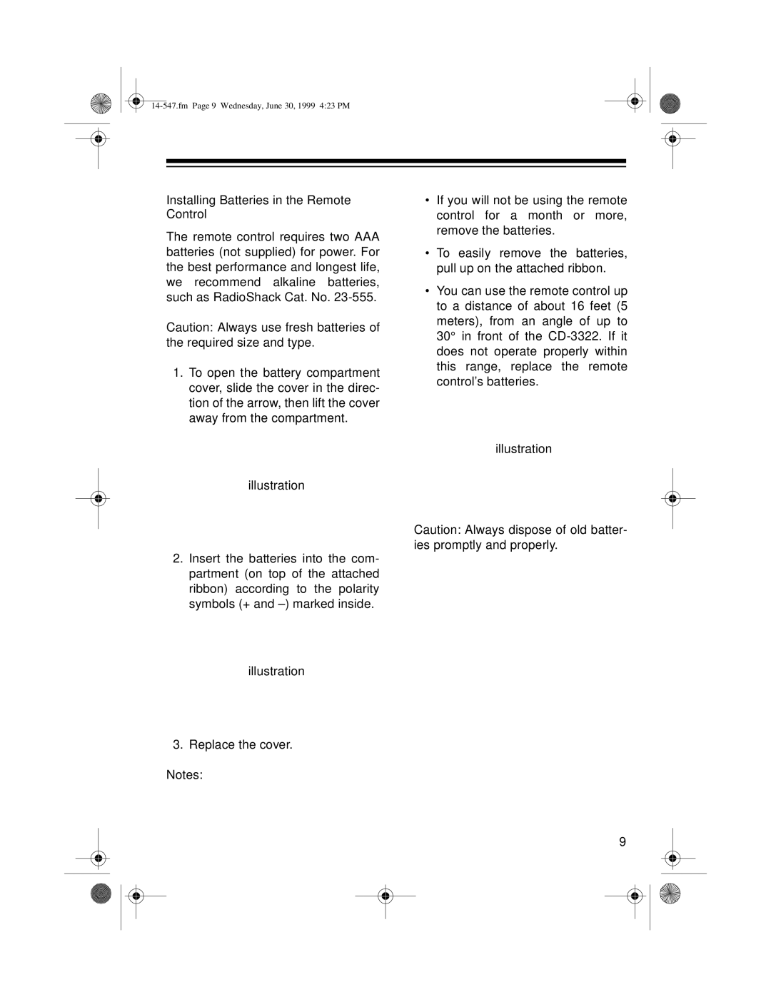 Optimus CD-3322 owner manual Fm Page 9 Wednesday, June 30, 1999 423 PM 