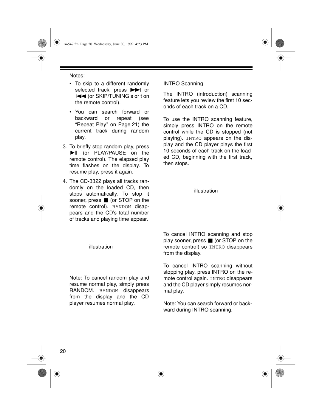 Optimus CD-3322 owner manual Notes To skip to a different randomly 