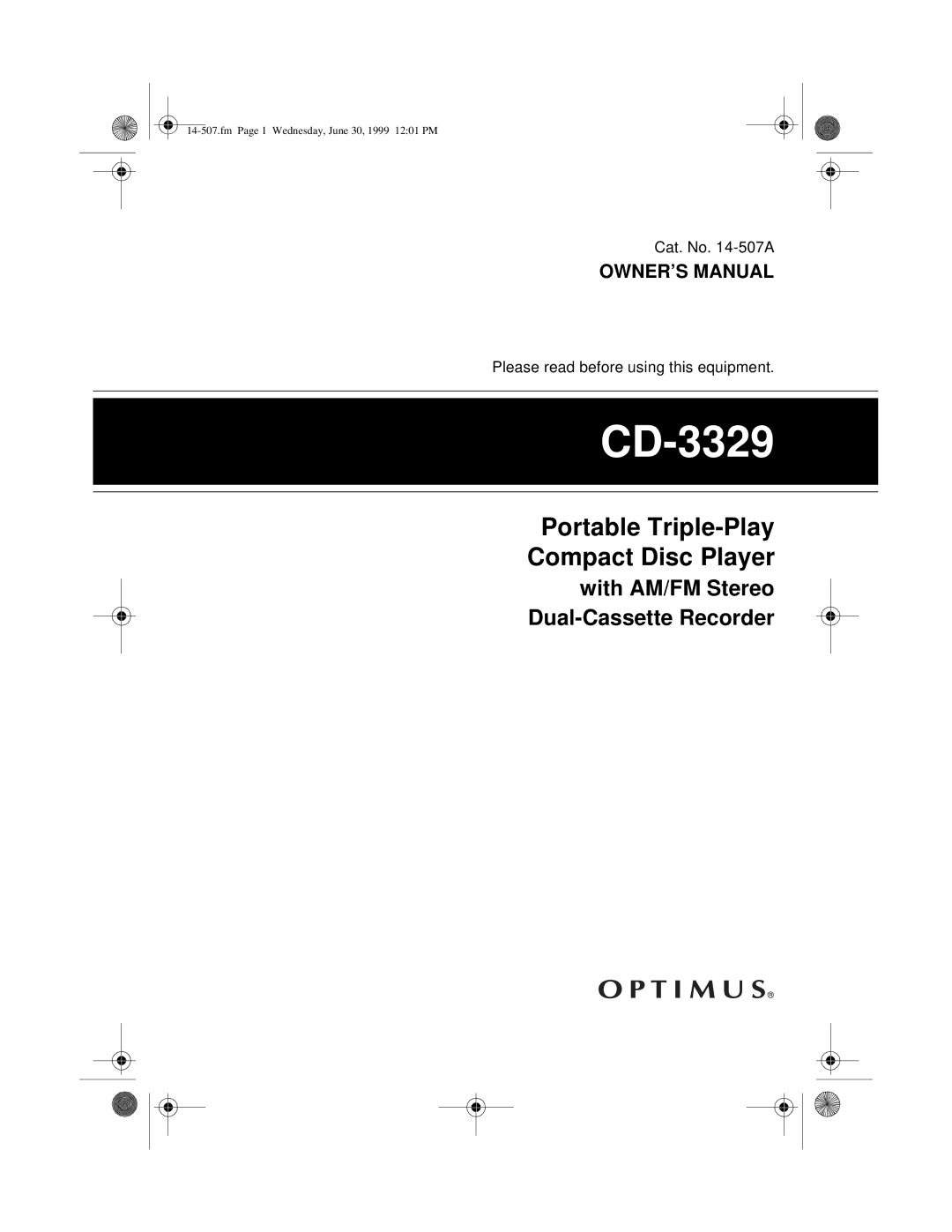 Optimus CD-3329 owner manual 