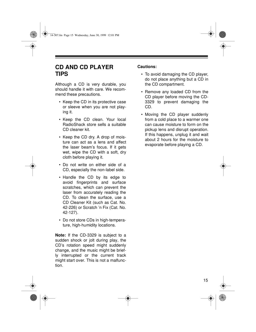 Optimus CD-3329 owner manual CD and CD Player Tips 