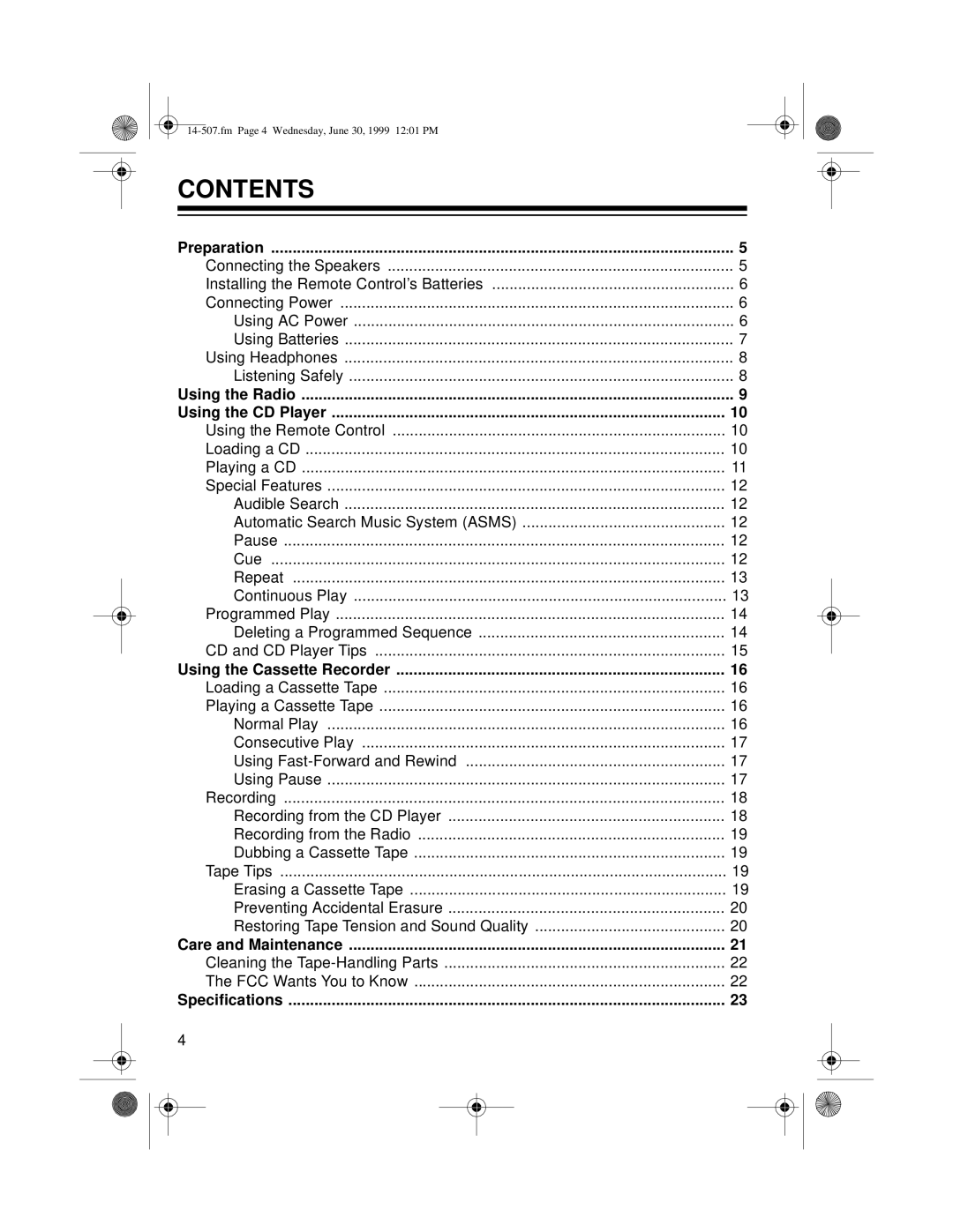 Optimus CD-3329 owner manual Contents 