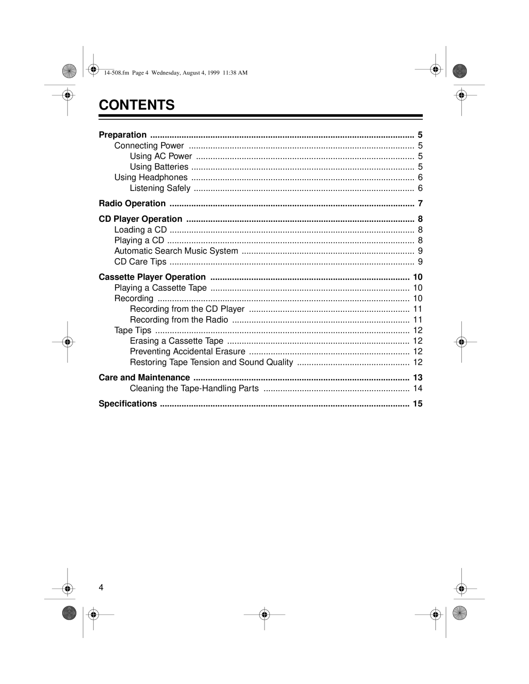 Optimus CD-3330 owner manual Contents 