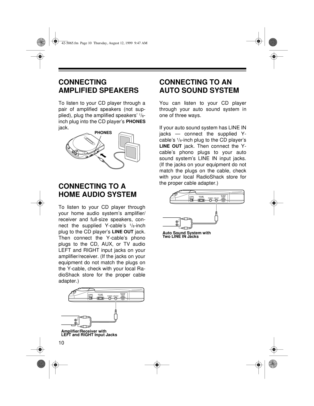 Optimus CD-3520 owner manual Connecting Amplified Speakers 