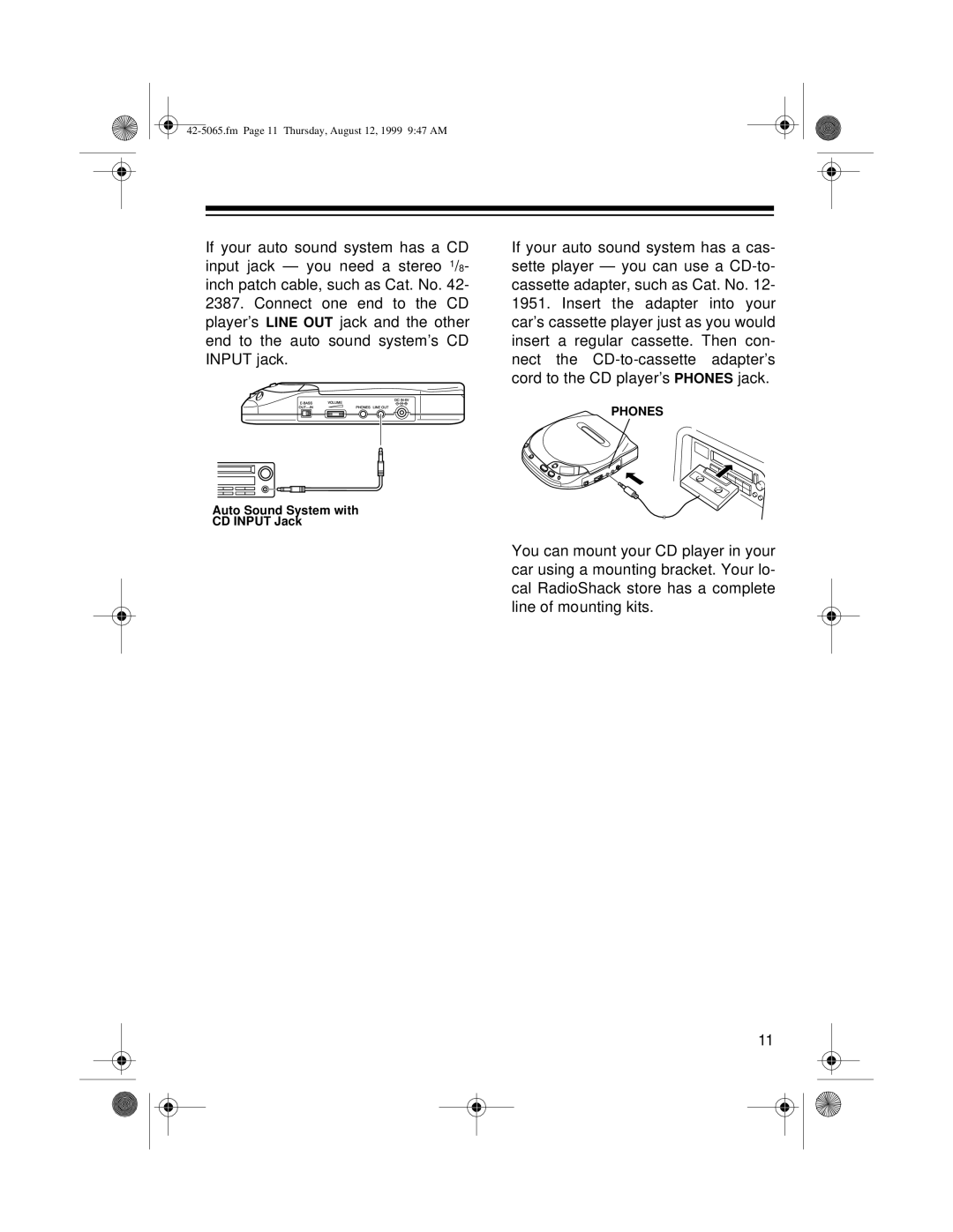 Optimus CD-3520 owner manual Auto Sound System with CD Input Jack 