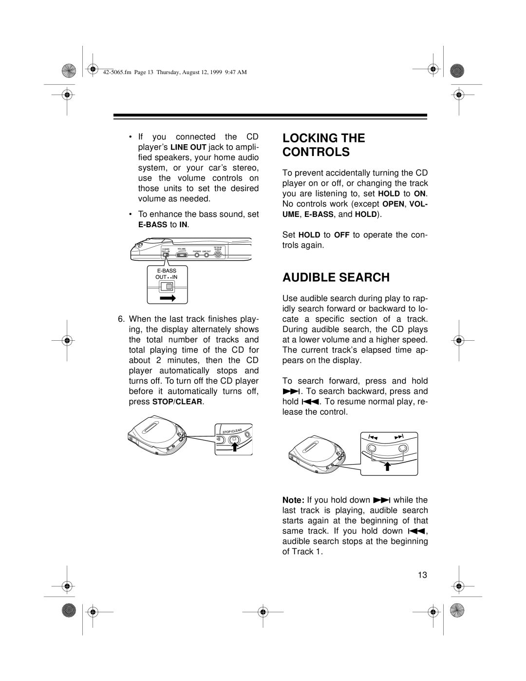 Optimus CD-3520 owner manual Locking Controls, Audible Search 