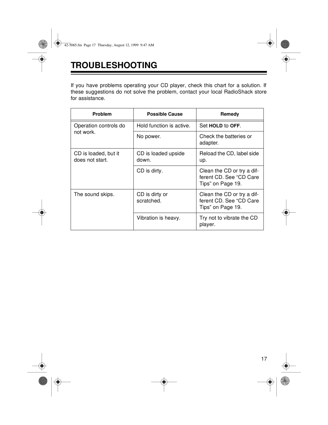 Optimus CD-3520 owner manual Troubleshooting 